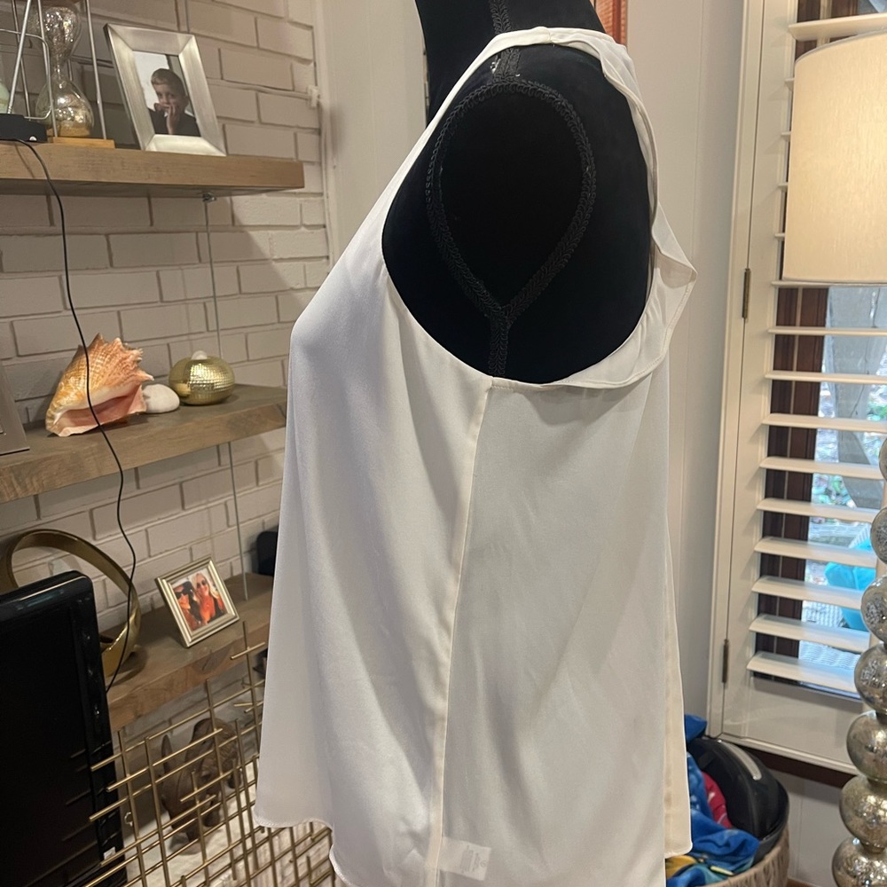 NWT Halston Heritage Ivory Silk Blend with Ruffled Back Tank, medium - Picture 9 of 11